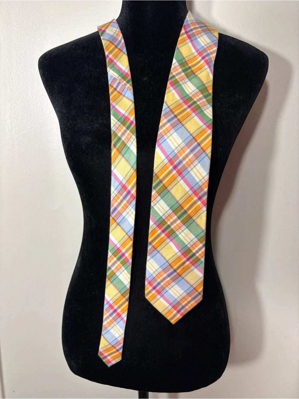 Izod Plaid Silk Tie in Yellow, Green, Blue & Orange